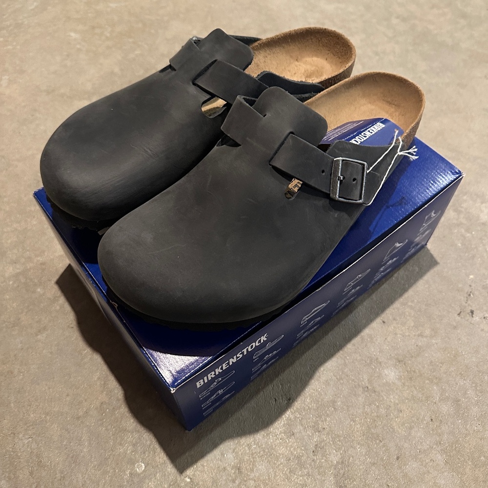 Birkenstock Boston oiled leather clogs/mules black EU 46 US men 13-13.5 regular